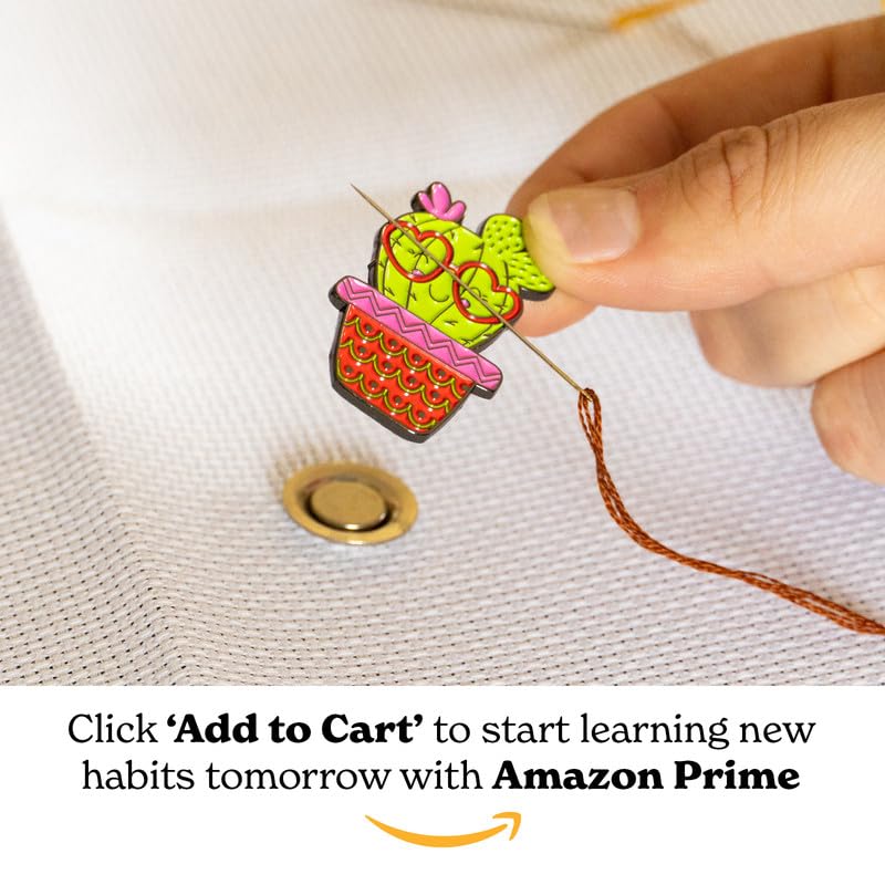 Needle Minders for Needlepoint [3 Pack] Needle Minder for Cross Stitch and Embroidery, Magnetic Needle Minder for Organizing, Cute Needle Nanny Magnet in 2 Pieces [Hedgehog, Fox, Cactus] Kraftex