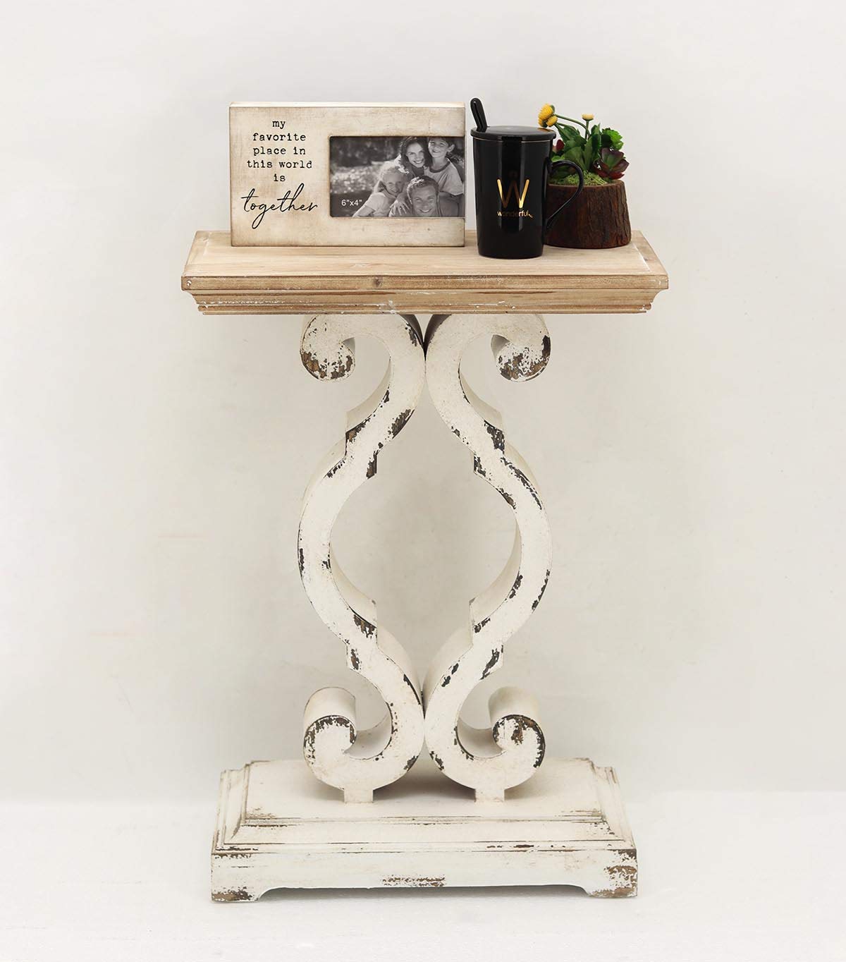 Parisloft Rustic Farmhouse Accent End Table, Natural Wood Side Table Nightstand for Dinning or Living Room 19.75 x 11.75 x 27.5 Inches