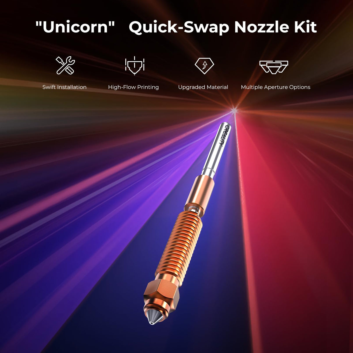 Creality Ender 3 V3/Plus K1C 3D Printer Nozzle Kit, Unicorn Quick-Swap Nozzle Kit 0.4mm 0.6mm 0.8mm, Steel-Tipped Copper Nozzle and Titanium Alloy Heatbreak, High Flow Nozzle Kit for 3D Printers Creality