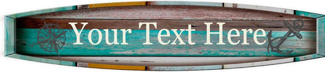 Weathered Painted Wood Panel Look Nautical Compass and Anchor Arched top Bottom Personalized Custom Font and Text Rustic Retro Vintage Look Composite Aluminum Home décor Beach Cottage Sign ANY AND ALL GRAPHICS