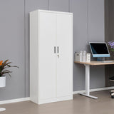 BESFUR Metal Storage Cabinets with Locking Doors and Adjustable Shelves, Steel Storage Cabinet for Garage, Office, Classroom - White BESFUR