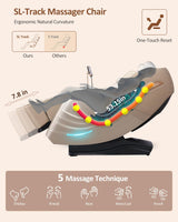 RELX 2026 Massage Chair Full Body, 20 Modes Zero Gravity SL-Track Shiatsu Massage Chair Built-in Heat System, Airbag Massage with Body Scan, Deep Yoga Stretch, Calfrest Extension and AI Control(Cream) RELX