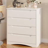 Gizoon 4 Drawer Dresser for Bedroom, Sturdy White Chest of Drawers with Anti-Tip Device, Modern Large Capacity Storage Furniture for Closet, Embedded Handles, Space-Saving Design, Wooden Finish, White Gizoon