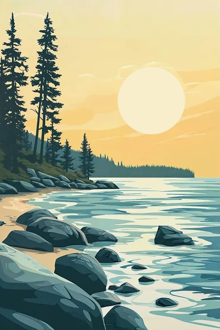 6 Pack Sunset Paint by Numbers Kit for Adults, Adult Paint by Number Kits with Easel, Landscape Paint by Numbers for Adults, DIY Acrylic Painting on Canvas for Home Wall Art Decor 8x12 Inch CraftCraze