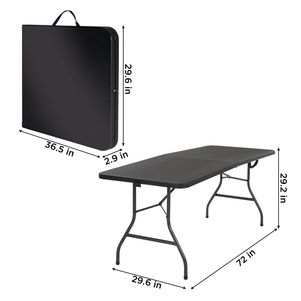 COSCO Molded Folding Banquet Table w/Handle, 6ft, Black Cosco