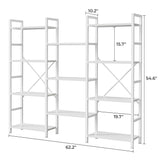 SUPERJARE Triple 4 Tier Bookshelf, Bookcase with 11 Open Display Shelves, Wide Book Shelf Book Case for Home & Office, White SUPERJARE