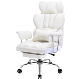 Furmax Gaming Chair, Ergonomic Office Chair, Reclining Height Adjustable Leather High Back Executive Desk Chair with Footrest and Lumbar Support (White) Furmax
