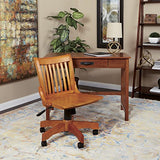 OSP Home Furnishings Deluxe Armless Wood Banker's Desk Chair with Adjustable Height, Locking Tilt, and Heavy Duty Base, Fruitwood OSP Designs