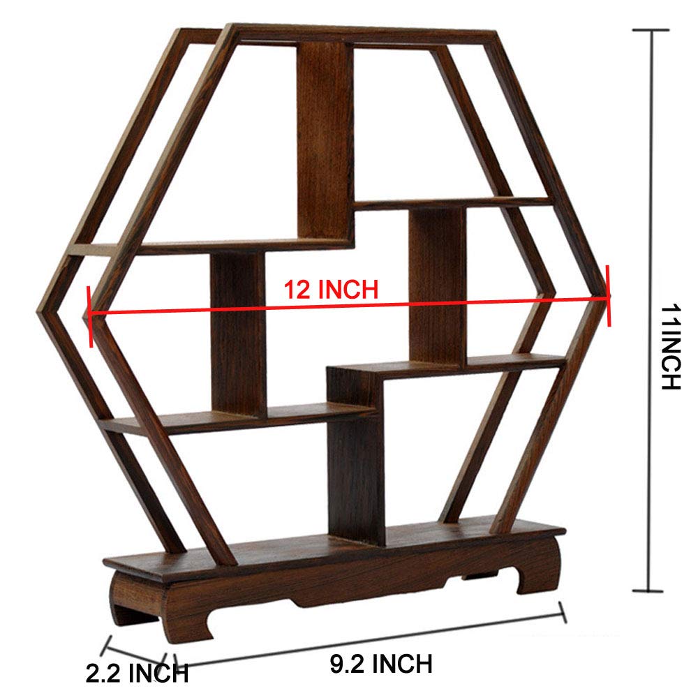 NWFashion Chinese Wooden Rosewood Display Stand Decoration Curio Cabinets Shelf (Hexagon) NWFashion