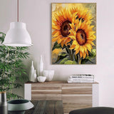 MIRCVSH Sunflower Paint by Numbers Kit for Adults Framed,Paint by Number for Adults,Adults' Paint-by-Number Kits on Canvas with Wooden Easel for Home Wall Decor 12X16 Inch MIRCVSH
