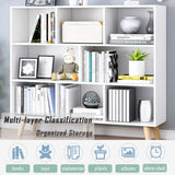 IOTXY Wooden Open Shelf Bookcase - 3-Tier Floor Standing Display Cabinet Rack with Legs, 8 Cubes Bookshelf, Warm White IOTXY