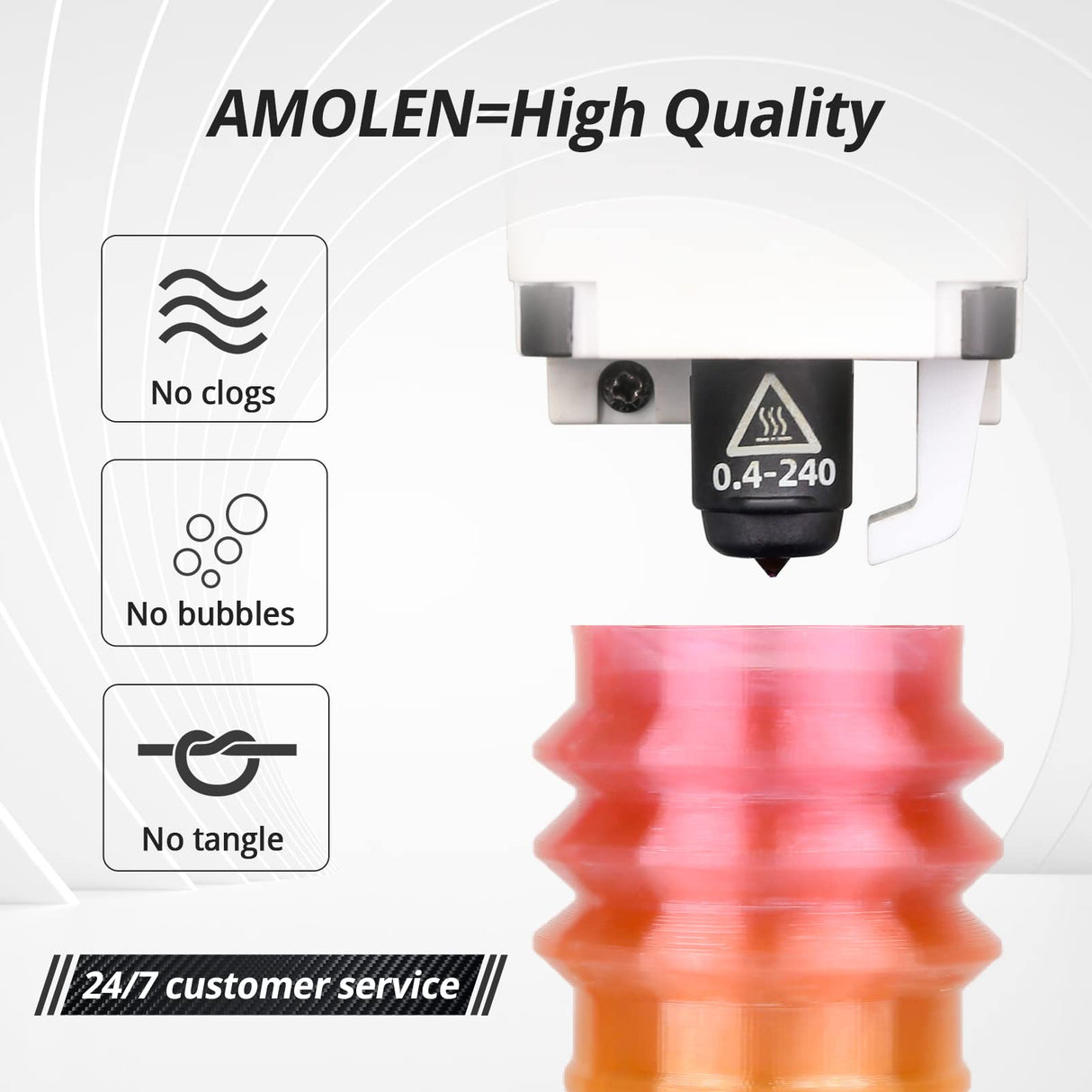 AMOLEN TPU 3D Printer Filament, Transparent Multicolor Rainbow TPU 1.75mm, Color Change Flexible Soft TPU 3D Printing Filament Supports High Speed, 1kg Spool(2.2lbs) AMOLEN