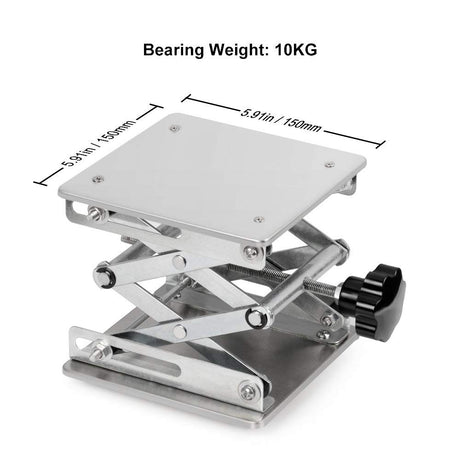 stonylab 6 x 6 inch Lab Scissors Jack, 150 x 150mm Stainless Steel Laboratory Support Jack Platform Lab Lift Stand Table, Expandable Lift Height Range from 75mm to 260mm, Support Weight 10KG stonylab