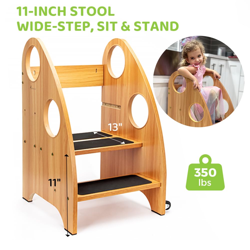 StrongTek Toddler Step Stool for Kitchen and Bathroom, Kids Step Stool for Learning, Toddler Kitchen Stool Helper, and Toddler Standing Tower - 28" High, with Wheels and Handles, 350 lbs Capacity StrongTek