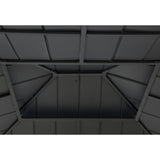 Sunjoy Hardtop Gazebo 13 x 15 ft. Outdoor Patio Steel Frame Gazebo with 2-Tier Metal Roof and Mesh Netting, Black Sunjoy