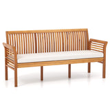 RELAX4LIFE 62.5’’ Outdoor Bench Acacia Wood - 3-Person Patio Bench w/Backrest, Armrests & Removable Seat Cushion, Slatted Wooden Garden Bench for Front Porch Park Backyard, 1200 LBS Weight Capacity RELAX4LIFE