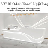 Reception Desk - Modern Front Desk with Retail Counter, Checkout Counter, Features Hidden LED Lighting, Ample Storage Space, Solid Wood Construction, No Assembly Required (White & Gray, 76") ZGNBSD