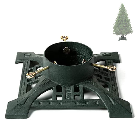 Ventray Christmas Tree Stand for Real Tree Up to 8 Ft, 13.66x13.66x4.1inches Classic Square Xmas Tree Pine Tree Base, Green Ventray
