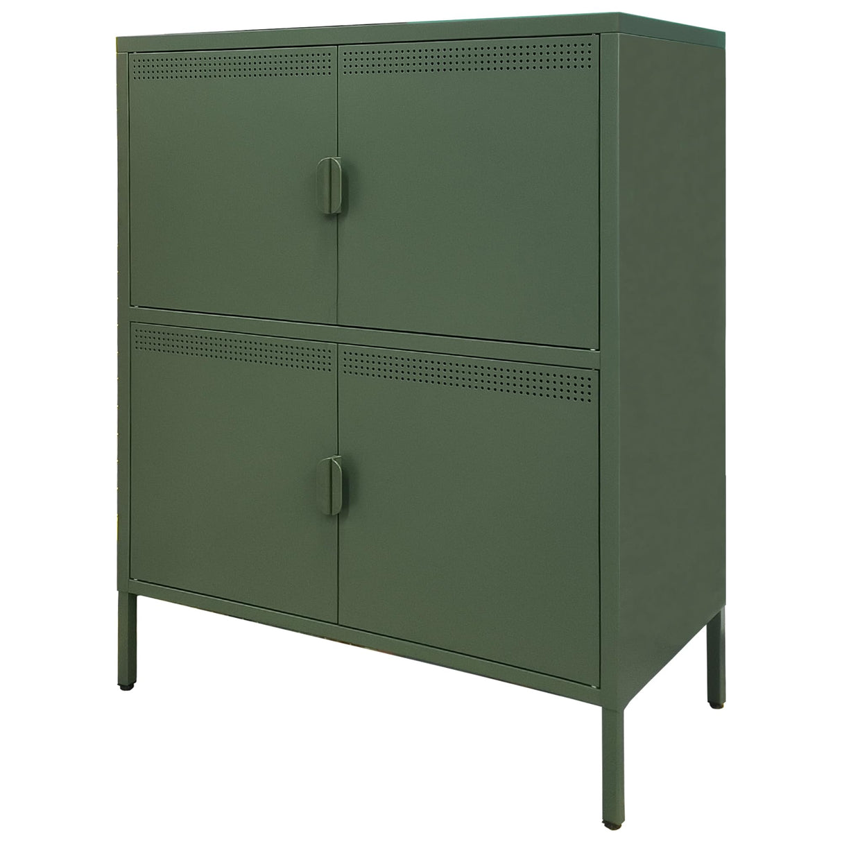 Bevivog Green Metal Locker Cabinet with 4 Doors, Metal Accent Cabinets Home Office Storage Lockers Sideboard for Kitchen Living Room Hallway Entryway Bevivog
