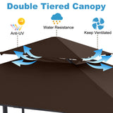 ABCCANOPY 8'x 5' Grill Gazebo Canopy - Outdoor BBQ Gazebo Shelter with LED Light, Patio Canopy Tent for Barbecue and Picnic (Brown) ABCCANOPY