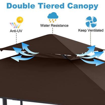 ABCCANOPY 8'x 5' Grill Gazebo Canopy - Outdoor BBQ Gazebo Shelter with LED Light, Patio Canopy Tent for Barbecue and Picnic (Brown)
