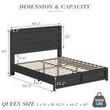 Albott Queen Size Farmhouse Bed Frame with 49" Headboard, Platform Bed Frame with Wood Slats Support/No Box Spring Needed/Easy Assembly, Black Albott