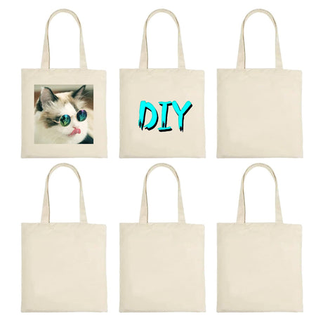 ORJ 6 PCS 15 x 16 Inch Blank Canvas Tote Bags for sublimation, DIY customization blank polyester tote bags ORJ
