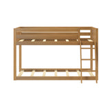 Max & Lily Fundamental Twin Low Bunk Bed, Kids Solid Wood Modern Bed Frame with Strong Wooden Slats, Non-Toxic Finishes, High Weight Capacity, Pecan Max & Lily