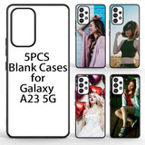 FOQENCCI 5 Piece Case for Samsung Galaxy A23 5G Sublimation Blank Case with Heat Press Blanks Printable DIY Phone Cases,Soft Anti-Slip Rubber + Hard PC Shockproof Custom Protective Cover FOQENCCI