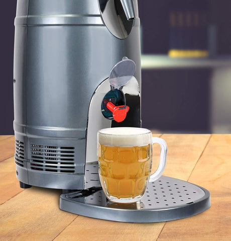 Koolatron 5L Mini Beer Keg Cooler with Dual Taps for Gravity or Pressurized Top Dispensing Kegs, Includes 12V DC and 110V AC Koolatron
