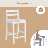 COSTWAY Wooden Bar Stools Set of 2, 24-Inch Counter Height Stools with Ergonomic Backrest & Footrest, Farmhouse High Dining Chairs for Kitchen Island, Pub, Cafe (2, White) COSTWAY