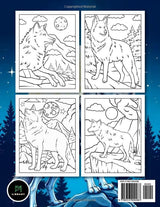 Wolf Coloring Book for Adults and Kids: 50 Majestic Wolf Designs for Relaxation, Stress Relief & Creativity Majosta