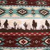 Chezmoi Collection Dune 7-Piece Southwestern Cowboys Aztec Comforter Set - Multicolor Teal Brown Beige Tan Red Printed Washed Microfiber Bedding, Full Chezmoi Collection