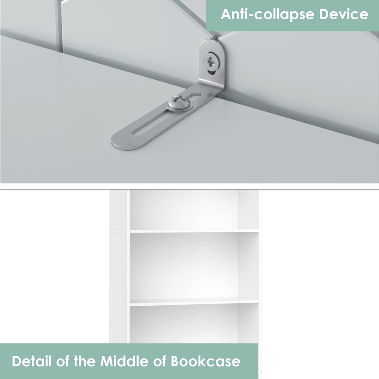 FOTOSOK 6-Tier Open Bookcase and Bookshelf, Freestanding Display Storage Shelves Tall Bookcase for Bedroom, Living Room and Office, White FOTOSOK