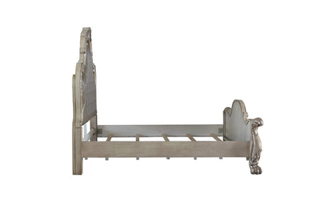 Acme Dresden Faux Leather Tufted Queen Panel Bed in Vintage Bone White ACME Furniture