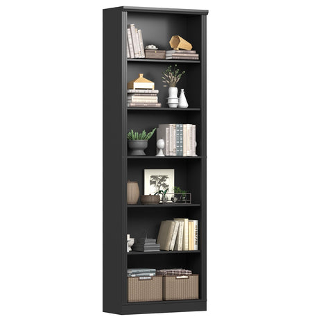 Thacuok 75" Tall Bookshelf & Bookcase, 6-Tier Adjustable Storage Shelves, Book Shelf with Anti-Tipping Device, Modern Display Rack for Living Room, Bedroom, Office Thacuok