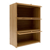 LARIDEN 3 Tiers Bamboo Storage Cabinet for Kitchen Countertop, Freestanding Pantry Cabinet with Flip-Up Door Organizer Shelf for Spice Seasoning Bottles, Plates, Cups Storage Cabinet LARIDEN
