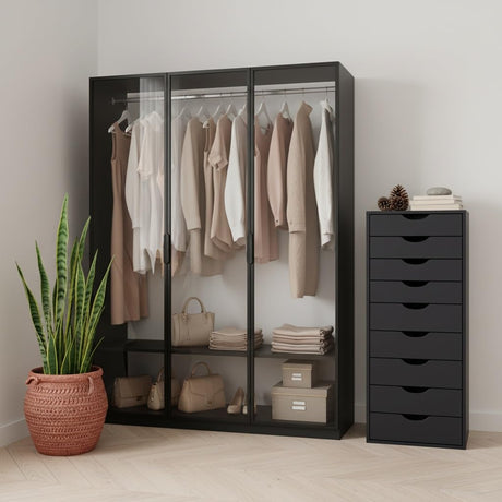 Slim Tall 9-Drawer File Cabinet for Small Offices – Narrow Office Storage Cabinet for Home Office, Modern Office File Cabinet Organizer for cosmetics, books. Naomi Home