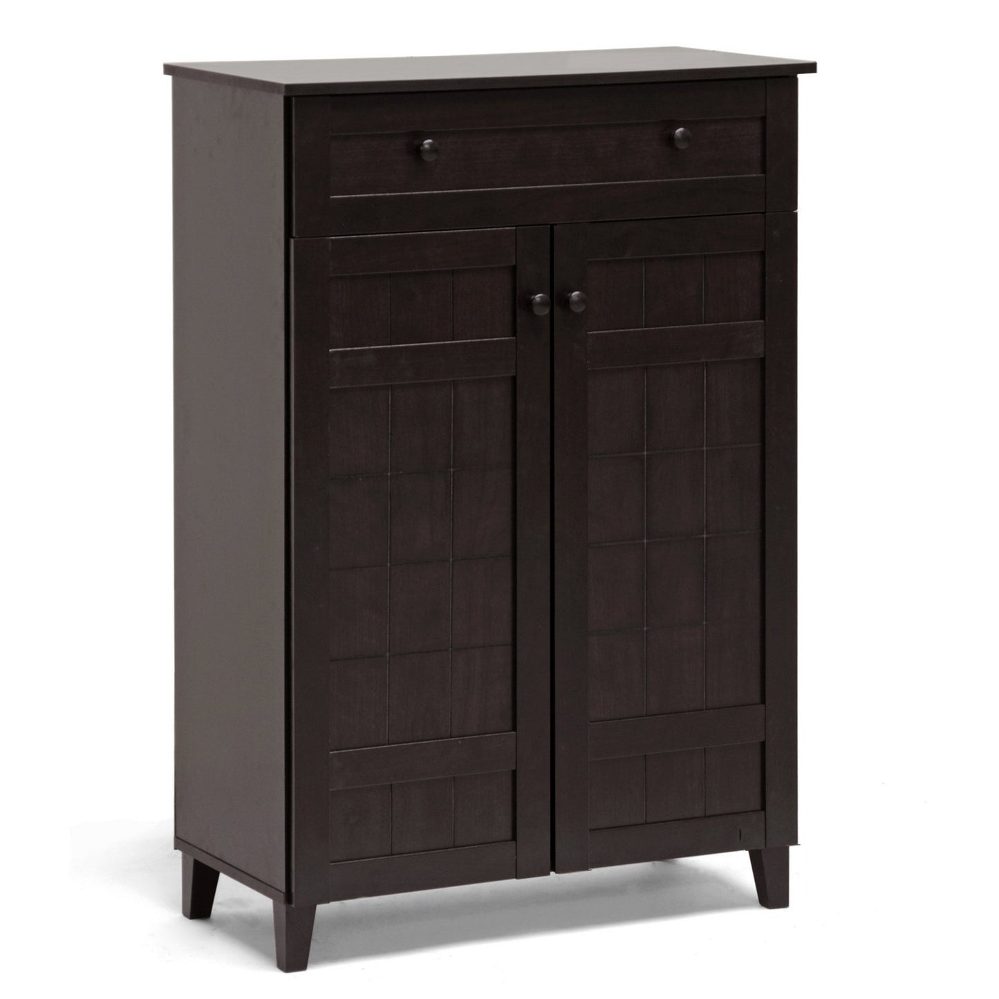 Baxton Studio Glidden 1- Drawer Shoe Storage Cabinet, Dark Brown (91-4518-HiT) - WoodArtSupply