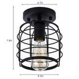 Create For Life® Industrial Vintage Flush Mount Ceiling Light,Rustic Metal Cage Pendant Lighting Lamp Fixture for Hallway Stairway Kitchen Garage, E26, Black Painting Finish Create For Life