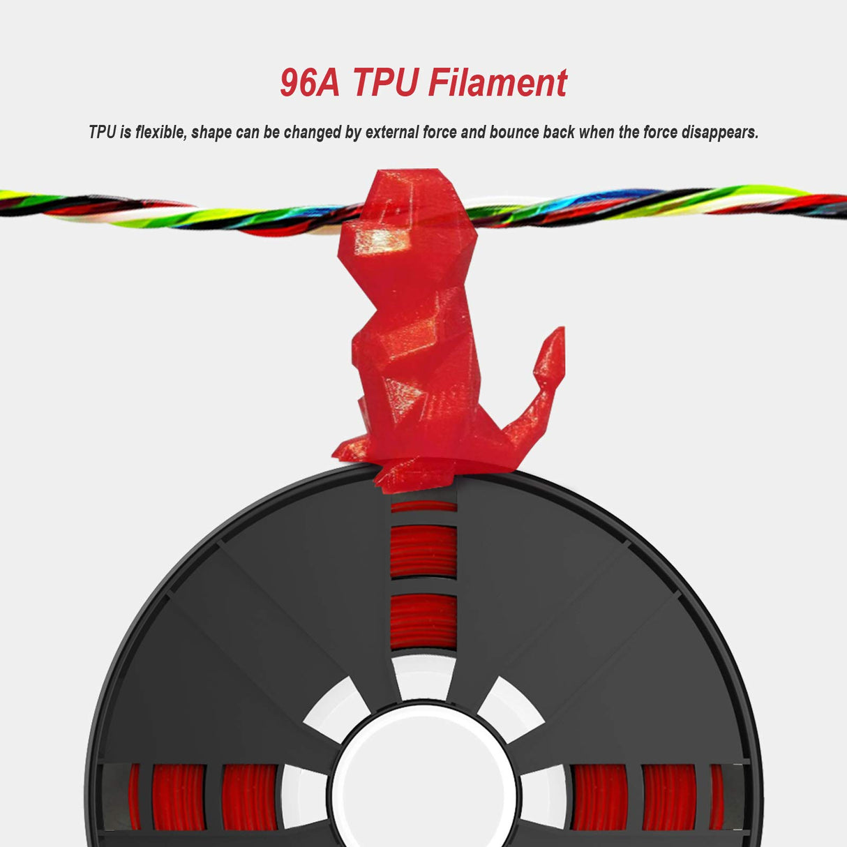 NOVAMAKER TPU Filament 1.75mm, Red Flexible 3D Printer Filament with 20g Cleaning Filament, 2.2lbs Spool, Dimensional Accuracy +/- 0.05mm, 95A Soft TPU Red 1kg NovaMaker