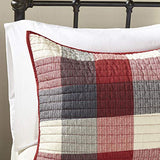 Madison Park Reversible Quilt Cabin Lifestyle Plaid Design - All Season, Breathable Coverlet Bedspread Bedding Set, Matching Shams, Full/Queen(90"x90"), Red 6 Piece Madison Park