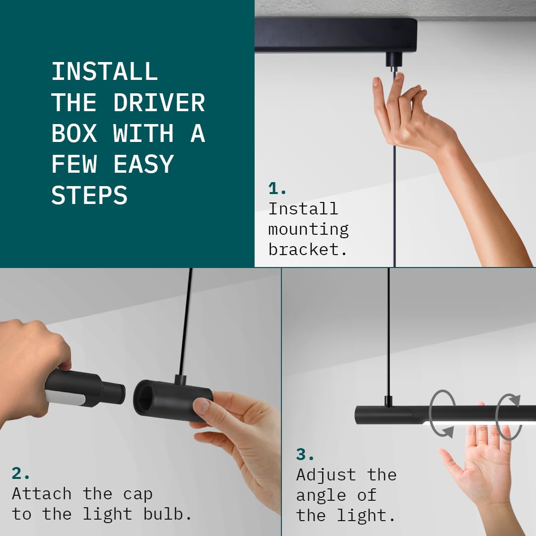 Solvita Professional LED Billiard & Pool Table Light, Non-Flickering & Evenly Distributed Light Source & Adjustable Height - Rotaflex, Bright White 3000K (52 inch) Solvita