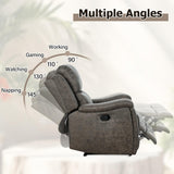 CANMOV Leather Recliner Chair, Classic and Traditional Manual Recliner Chair with Overstuffed Arms and Back, Manual Single Sofa with Concealed Cup Holders,Grey CANMOV