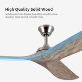 NWIASS 60 Inch Ceiling Fan No Light, Large Outdoor Ceiling Fan without Light with Remote, Premium Grey 3 Blade Solid Wood Ceiling Fan-Brushed Nickel, Modern Quiet DC Ceiling Fan for Patio Exterior NWIASS