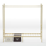 Weehom Twin Canopy Bed Frame with Headboard and Footboard, 4 Posters Metal Bed Frame, No Box Spring Needed, Mattress Foundation Platform Bed for Kids and Adults, Gold Weehom