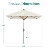 Best Choice Products 9ft Deep Square Solar Powered LED Lighted Patio Umbrella w/Faux Wood Texture, UV-Resistant Fabric, Hand Crank - Ivory Best Choice Products
