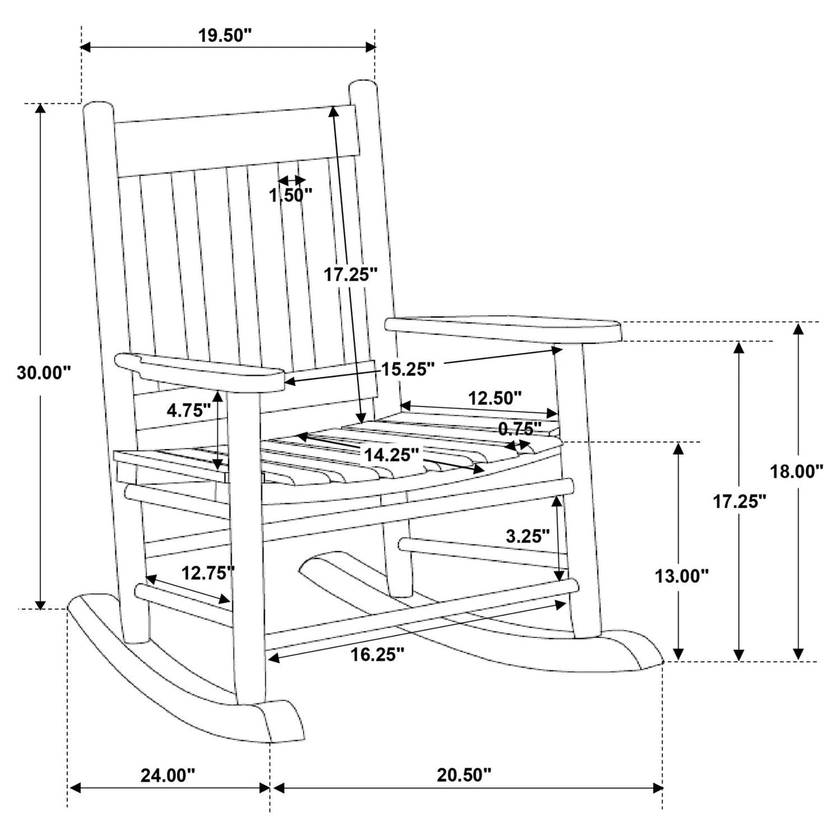 Coaster Furniture Country Farmhouse Kids Solid Wood Rocking Chair Slat Back Golden Brown 609452 Coaster Home Furnishings