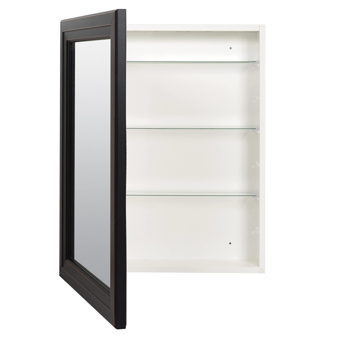 Zenna Home Surface or Recess Mount Framed Mirror Medicine Cabinet, 24.5” W x 30.5” H, Oil Rubbed Bronze