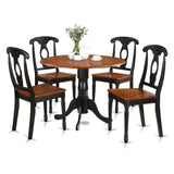 East West Furniture DLKE5-BCH-W 5 Piece Room Furniture Set Includes a Round Dining Table with Dropleaf and 4 Wood Seat Chairs, 42x42 Inch East West Furniture